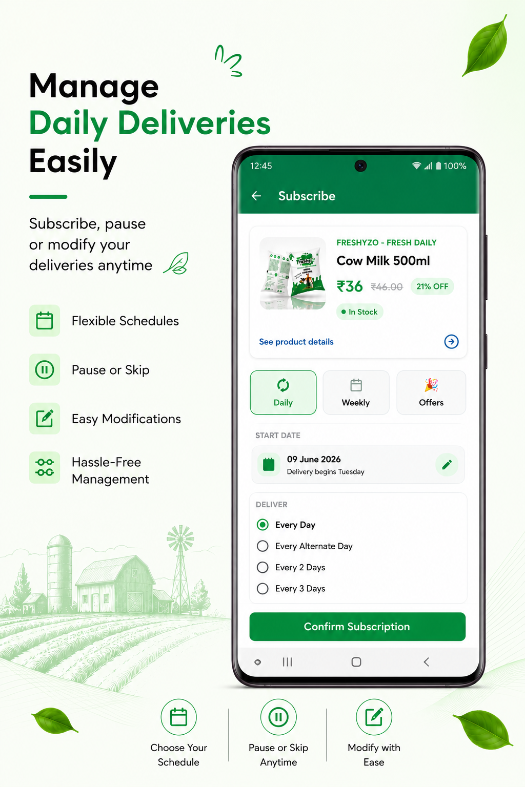Freshyzo app subscription screen